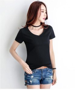 ｔシャツ・カットソー | Tシャツ レディース 半袖 夏Tシャツ サマー Vネック 無地 スリム 可愛い 綿