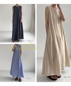 マキシ | ロングワンピース 夏ワンピース ノースリーブ タンクトップワンピース 30代40代 無地 フレアワンピース Aラインワンピース 50代60代 可愛い 大人