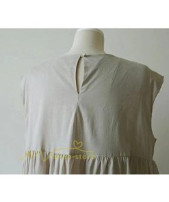 マキシ | ワンピース Aラインノースリーブマキシ丈ワンピース ビッグシルエット 無地 レディース ロング丈 体型カバー カジュアル 麻 綿 ゆったり 20代30代40代