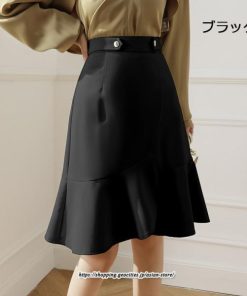 スカート | レディース ミニ膝上 マーメイド着痩せ フェミニン 優雅 上品 フリル 2022新作 韓国風 秋冬コーデ キレイめ 通勤 オシャレ 通学