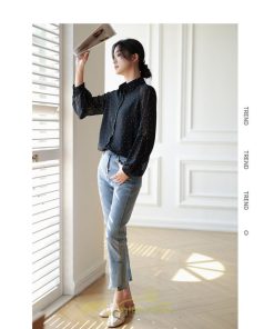 シャツ・ブラウス | ブラウス レディース きれいめ 40代 春秋新作 オシャレブラウス シャツ 長袖トップス Vネックブラウス 大人 シャツ30代 ゆったり 通勤 50代 ドット柄