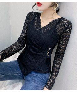 ｔシャツ・カットソー | ブラウス レース トップス Vネック 総レース 長袖 総花柄 レディース オフィス カットソー 透け感 エレガント 大人 重ね着 インナー きれいめ セクシー 春秋