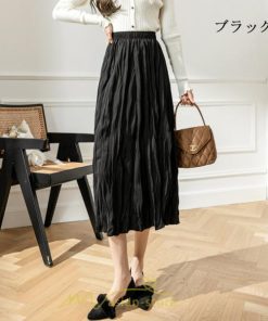 スカート | ロング 秋 秋服 レディース ボトムス ロングフレア プリーツ裏地付き キレイめ オシャレ 着痩せ 可愛い ウエストゴム フェミニン