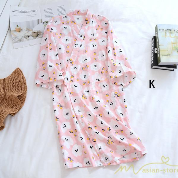 パジャマ ルームウェア | ルームウェア ネグリジェ パジャマ レディース ダブルガーゼ 綿100% ワンピース 長袖 ロング 春 夏 秋 薄手浴衣 バスローブ 花柄 おしゃれ かわいい 寝巻き