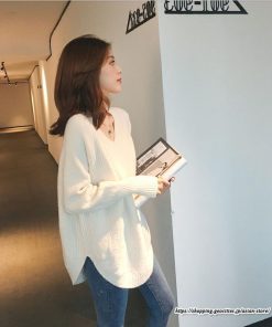 ニット・セーター | ニット レディース 秋 秋服 トップス セーター 秋服コーデ 長袖 Vネック オフィスカジュアル プルオーバー ゆったり 大きめ ラウンドヘム模様編みニット 冬服