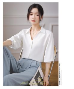シャツ・ブラウス | レディース シャツ ブラウス オフィス 七分袖 白 ビジネス 事務服 おしゃれ 開襟 制服 リクルート おしゃれ 無地 華奢見え 着痩せ 夏コーデ 上品 お出かけ 日常