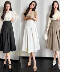 スカート | ハイウエスト ロングレトロ Aライン女性 マキシ丈ボトムス 春秋夏 お洒落 通勤 エレガント プリーツ20代30代40代