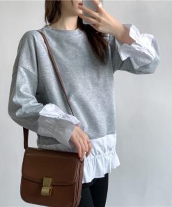 ｔシャツ・カットソー | トレーナー Tシャツ 長袖 レディース カジュアル レイヤード カットソー シャツ 異素材 切り替え トップス Tシャツ 重ね着 20代 ゆったり 秋物 50代 30代