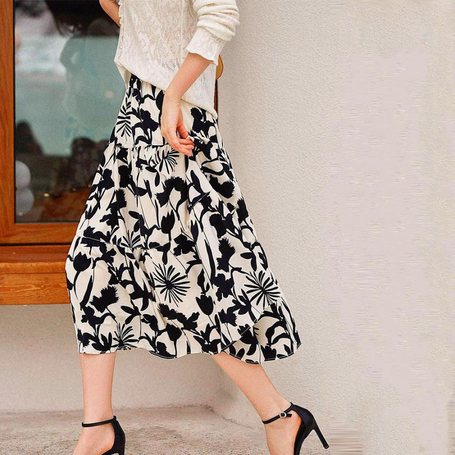 フレアスカート | ミモレ丈スカート サラリ Aライン 花柄