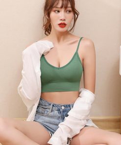 キャミソール | Vネック リブ ショート丈 ベアトップブラ カップ付き おしゃれ ビスチェ インナー キャミ