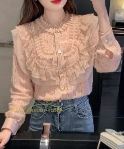 シャツ・ブラウス | ブラウス レディース きれいめ 春秋 40代 30代 長袖 カジュアルブラウス 可愛い おしゃれ 韓国風 通勤 着回し お出かけ エレガント 着痩せ 上品 レースシャツ