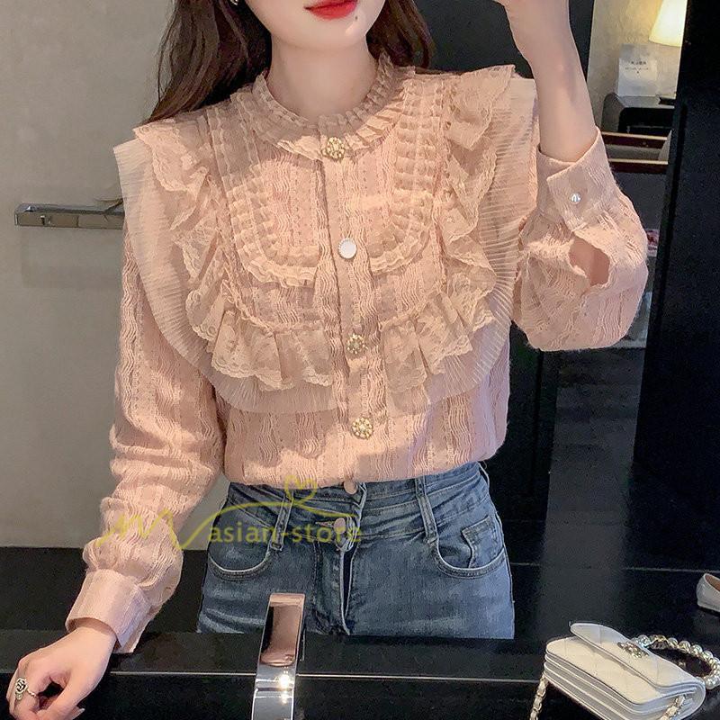 シャツ・ブラウス | ブラウス レディース きれいめ 春秋 40代 30代 長袖 カジュアルブラウス 可愛い おしゃれ 韓国風 通勤 着回し お出かけ エレガント 着痩せ 上品 レースシャツ