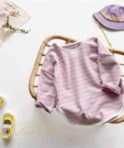 衣装 服 | Tシャツ 2021新作 子供 キッズTシャツ 韓国風 長袖 無地 ストライプ クルーネック おしゃれ 可愛い シンプル アウトドア 8色 お出かけ 男女兼用 春物 着回し