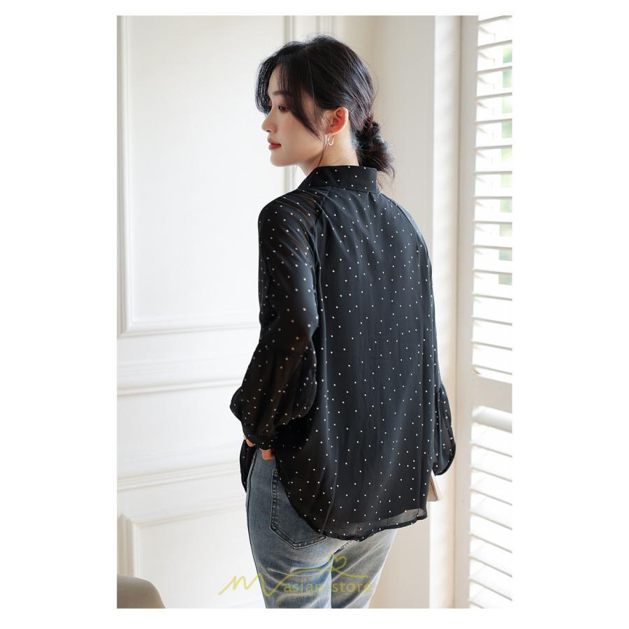 シャツ・ブラウス | ブラウス レディース きれいめ 40代 春秋新作 オシャレブラウス シャツ 長袖トップス Vネックブラウス 大人 シャツ30代 ゆったり 通勤 50代 ドット柄