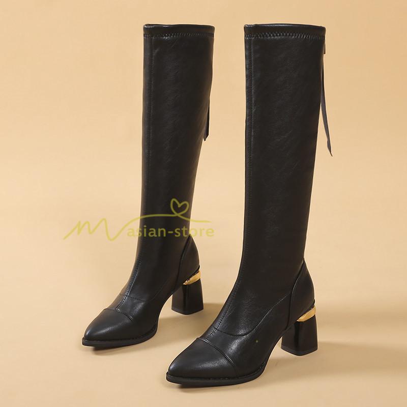 ロングブーツ | ブーツ ヒール カジュアル レディース 靴 シューズ お出かけ 秋冬 ロング丈ブーツ ジョッキーブーツ 春秋冬 美脚 黒靴 太ヒール 大人