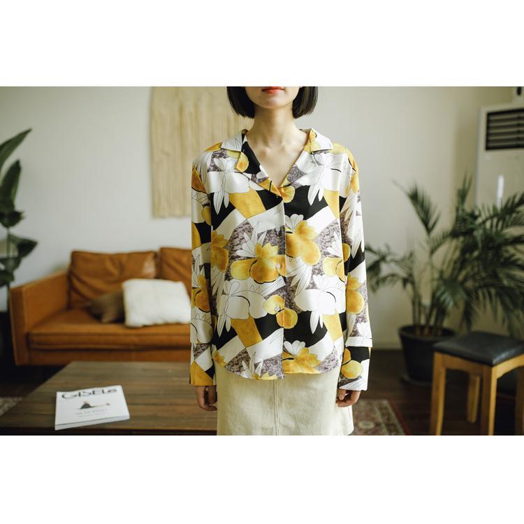 在庫ある | ブラウスレディースシャツ ファッションシャツ プリント花柄シャツブラウス 長袖 Vネック 春夏秋衣装 通学通勤 おしゃれ 着痩せ OL 体型カバー ゆったり 薄手