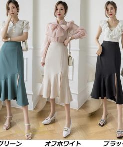 スカート | マーメイドボトムス レディース きれいめ 春 夏 無地 オフィス おしゃれ ミモレ丈 フォーマル 通勤 韓国風 ハイウエスト スリット エレガント 40代