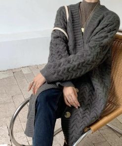 ニット・セーター | ケーブル編みニットカーディガンロング
