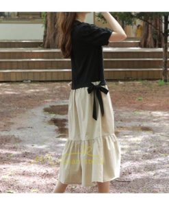 マキシ | 新作 ワンピース ロング丈 半袖 ロンTワンピース 夏ワンピ ロング丈 レイヤード風 異素材切替 ラウンドネック 体型カバー 無地 ゆったり 着痩せ 40代 50代 30代