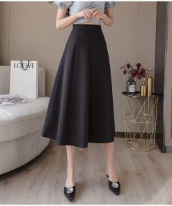 スカート | ミモレフレアAライン無地 エレガント 大きいサイズ 裾広い ハイウエスト 着痩せ 裏地付き 後ろファスナー レディース 通学通勤 体型カバー