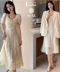 マキシ | ワンピース レディース スクエアネック 半袖 着痩せ 気質 可愛い 20代 30代 40代 サマー お出かけ Aラインワンピース サマーワンピース ロング丈 ワンピース