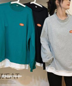 Tシャツ・カットソー | 重ね着風スウェットトレーナー 韓国風