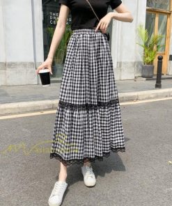 スカート | 2022年春新作 レディース ディース ボトムス チェックロング丈 ウエストゴム チェック柄 春 20代30代40代 通勤通学 カジュアル レトロ風 夏