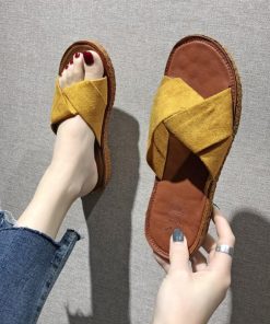 サンダル | ぺたんこレディース フラット クロスストラップコンフォート ビーチスエ−ド調 スリッパ