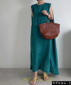 マキシ | 夏ワンピース リネンワンピース レディース ワンピ ロングワンピース 体型カバー 50代 40代 30代 20代 可愛い 夏 大人 ノースリーブ 無地 春 涼しい