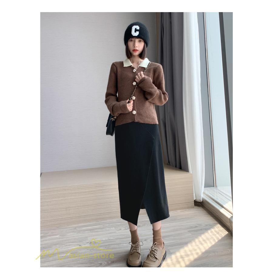 スカート | レディース マタニティウェア ロング丈 秋 冬 2022新作 妊婦服 裾口スリット 体型カバー ママ 産前 産後 ウエスト調整 マタニティきれいめ