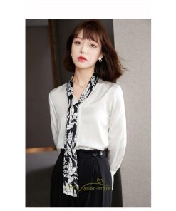 シャツ・ブラウス | シャツ ブラウス 秋冬 レディース スカーフタイ きれいめ フォーマル 春 長袖 白 通勤 OL フェミニン 上品 ゆったり エレガント ビジネス 2022新作