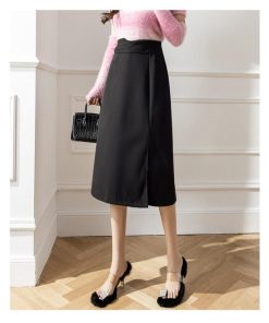 スカート | ロング 秋 秋服 レディース ボトムス ロングミモレ冬 スリット 無地 可愛い カジュアル 可愛い キレイめ オシャレ 着痩せ 韓国風