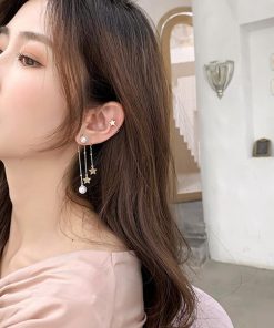 その他アクセサリー | イヤーカフピアス ロング イヤークリップ パール イヤーカフ レディース アシンメトリー 星モチーフ チェーンピアス