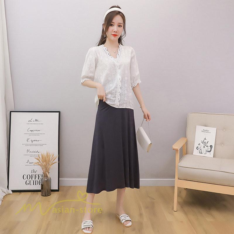 スカート | マタニティレディース Aラインロング丈 マタニティウェア 妊婦服 カジュアル 体型カバー 春 夏 ウエスト調整 ゆったり マタニティ