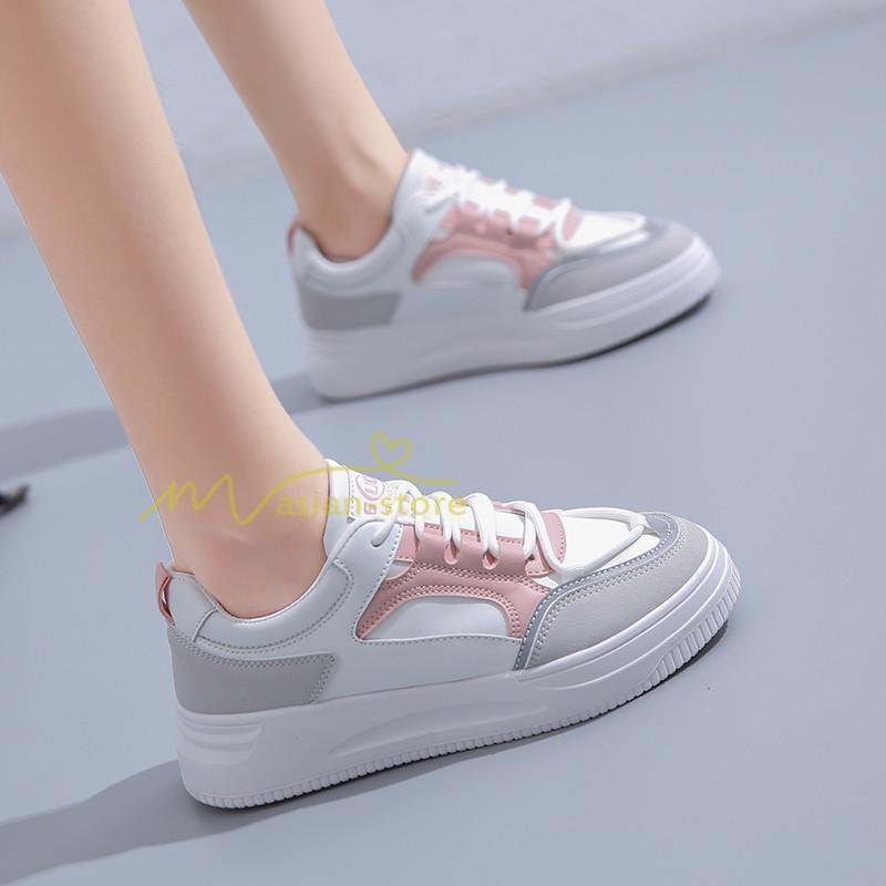 スニーカー | スニーカー レディース レディースシューズ ローカット 靴 フラットシューズ ぺたんこ ウォーキングシューズ Pu革 厚底靴 歩きやすい 厚底スニーカー 美脚