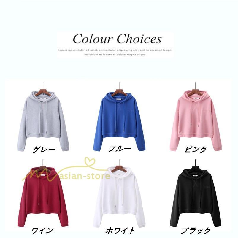 パーカー | 秋新作 長袖フード付き 秋冬 コーデ 薄手 ショート丈 6色 刺繍 シンプル 人気 おしゃれ スウェット プルオーバー 上品 トレーナー 秋物