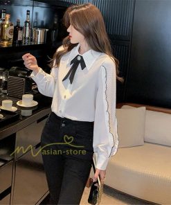 シャツ・ブラウス | スカーフタイシャツ トップス シャツ シャツ ブラウス レディース カジュアル フェミニン 春 秋 冬 きれいめ 着痩せ 韓国ファッション 20代30代40代 夏物 上品