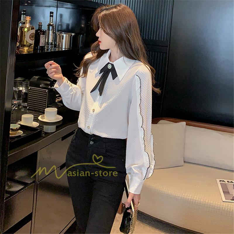 シャツ・ブラウス | スカーフタイシャツ トップス シャツ シャツ ブラウス レディース カジュアル フェミニン 春 秋 冬 きれいめ 着痩せ 韓国ファッション 20代30代40代 夏物 上品