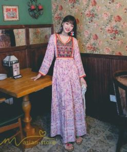 マキシ | ロングワンピース マキシワンピース エスニック リゾート ワンピ コットン カジュアル 大人 春 夏 秋 Vネック ゆったり 着痩せ Aライン 体型カバー きれいめ