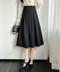 スカート | ハイウエスト ロングレトロ Aライン女性 マキシ丈ボトムス 春秋夏 お洒落 通勤 エレガント プリーツ20代30代40代